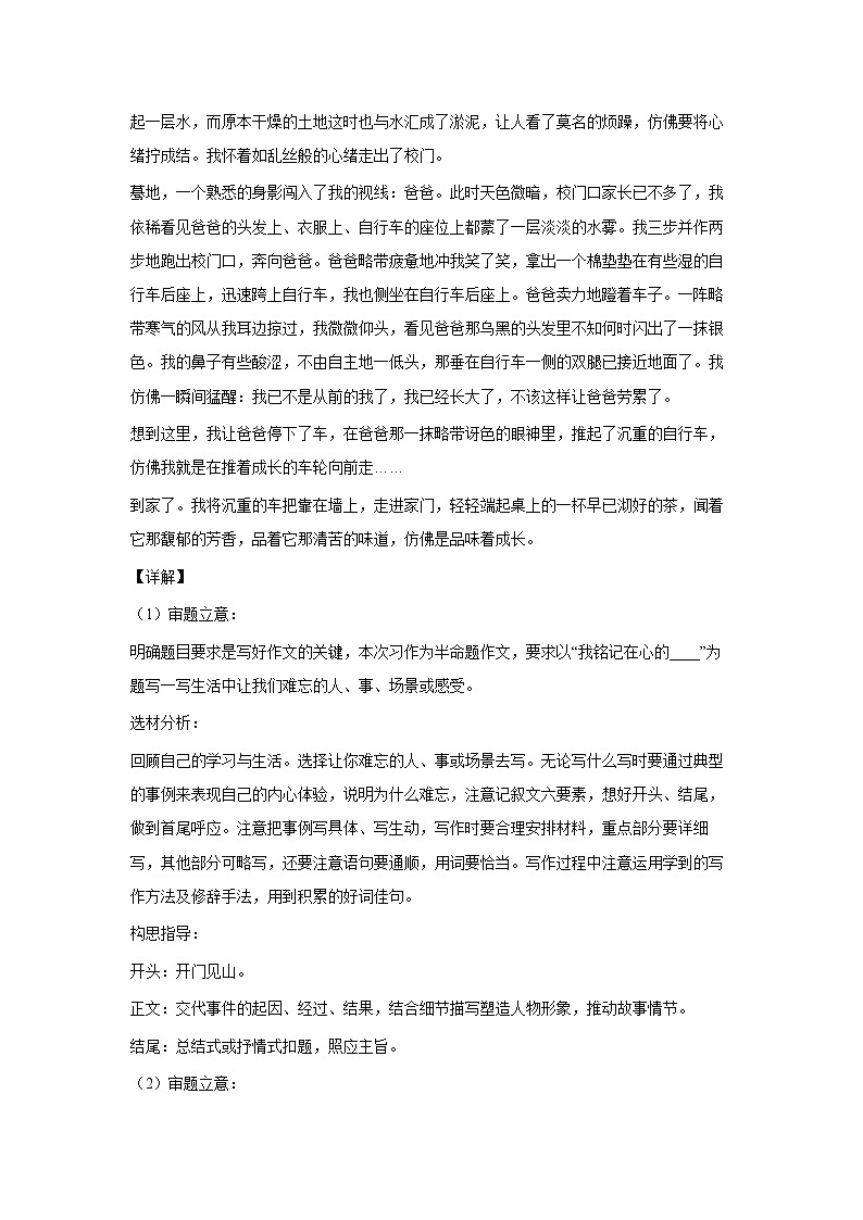 2023年小升初语文高频考点100题  专题17 习作训练02