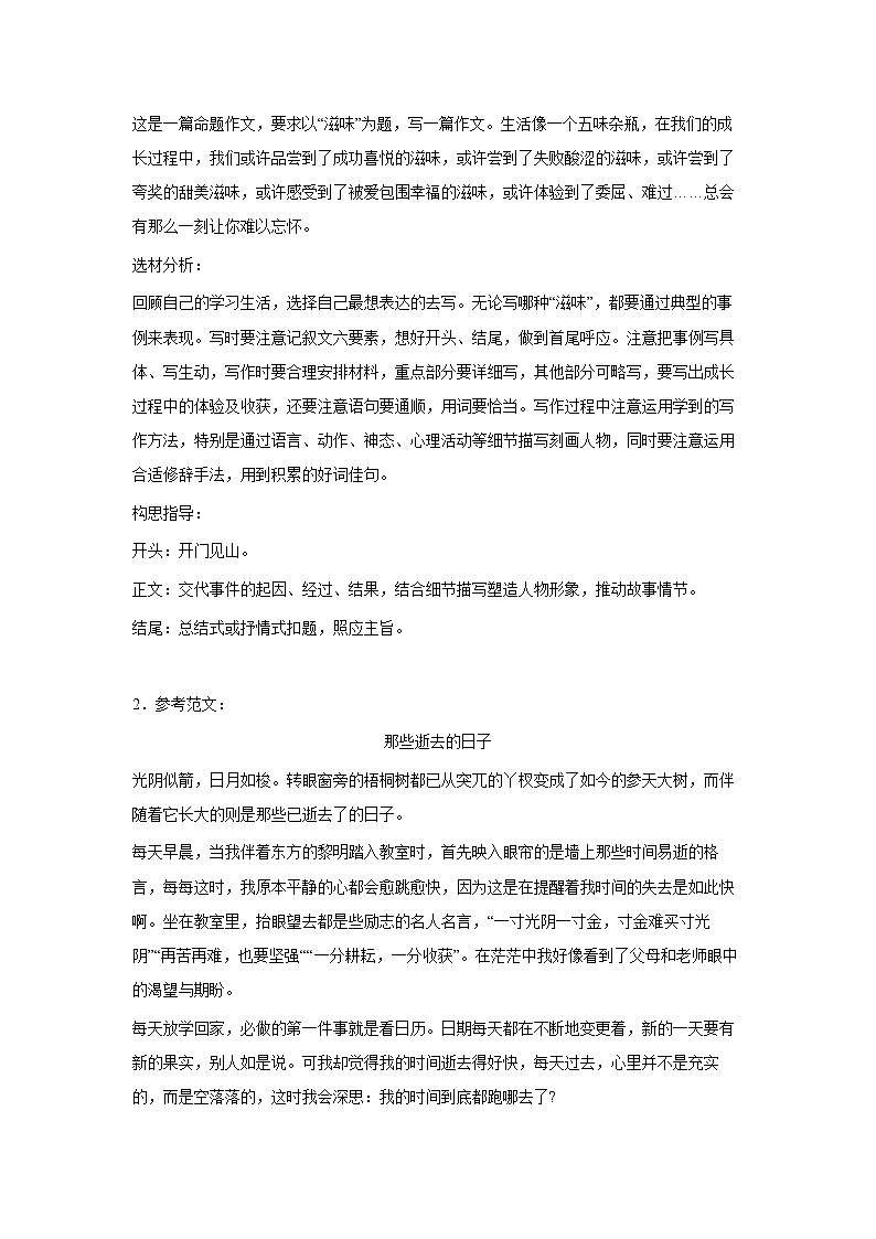 2023年小升初语文高频考点100题  专题17 习作训练03