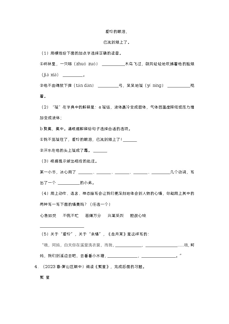 小升初真题汇编诗词鉴赏（冲刺卷）-2022-2023学年语文六年级下册（部编版）第3页