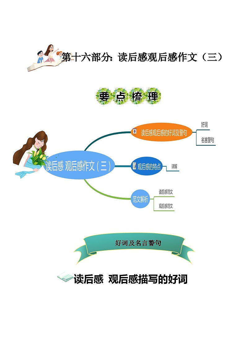 2023年小升初部编版语文写作技巧专项冲刺：第十七部分：读后感 观后感作文（三）（讲义）第1页