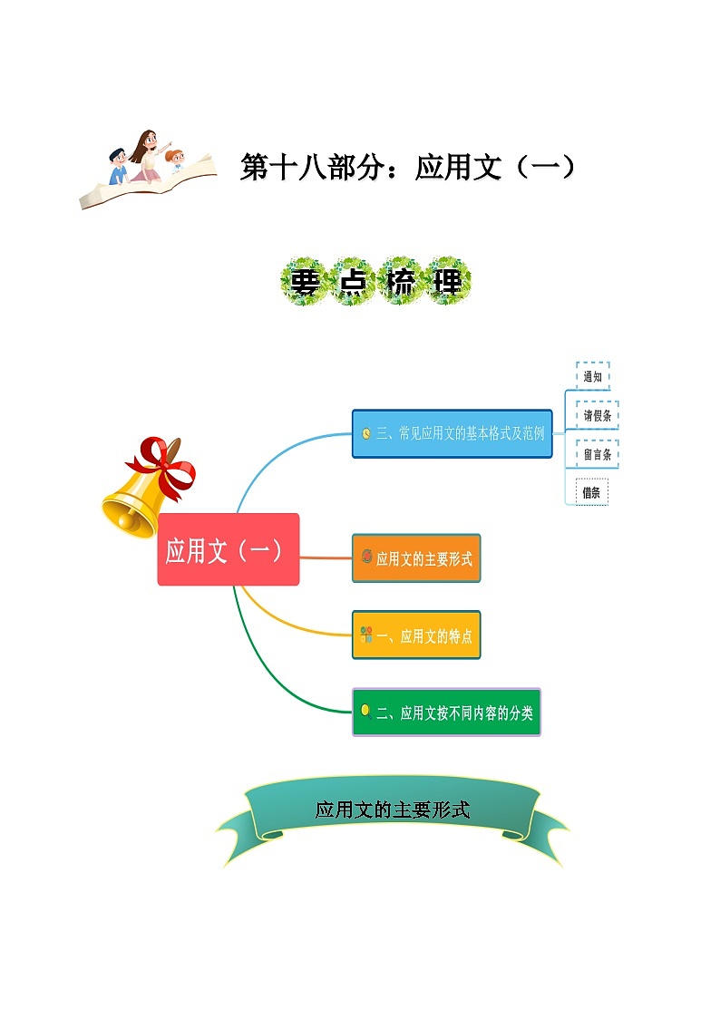 2023年小升初部编版语文写作技巧专项冲刺：第十八部分：应用文（一）（讲义）第1页