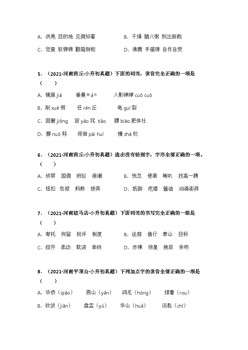 专题01 字音、字形辨析（原卷版）第2页