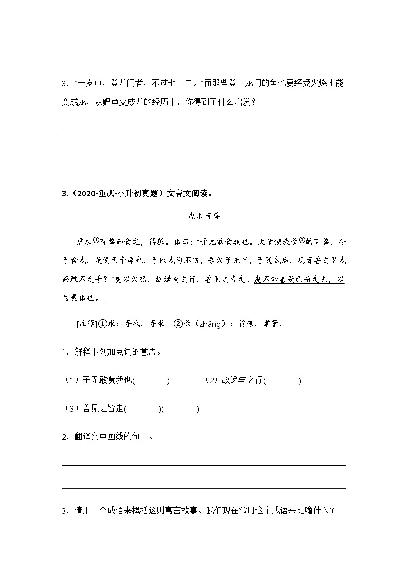 专题10 小古文阅读（原卷版）第3页
