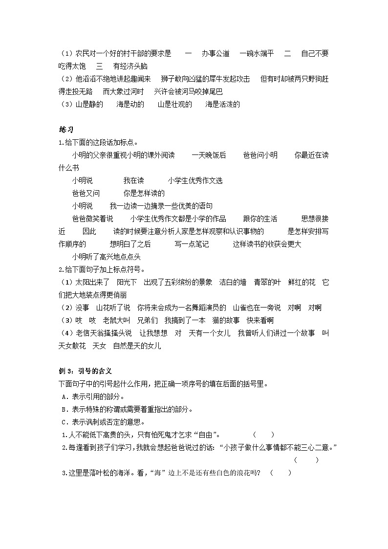 【专项练习】全套六年级专题小升初语文复习第八节 标点符号（知识梳理+含答案）第3页