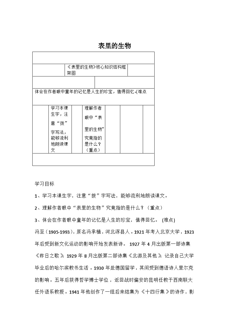 部编版六年级语文下册--16.表里的生物（教学设计2）01