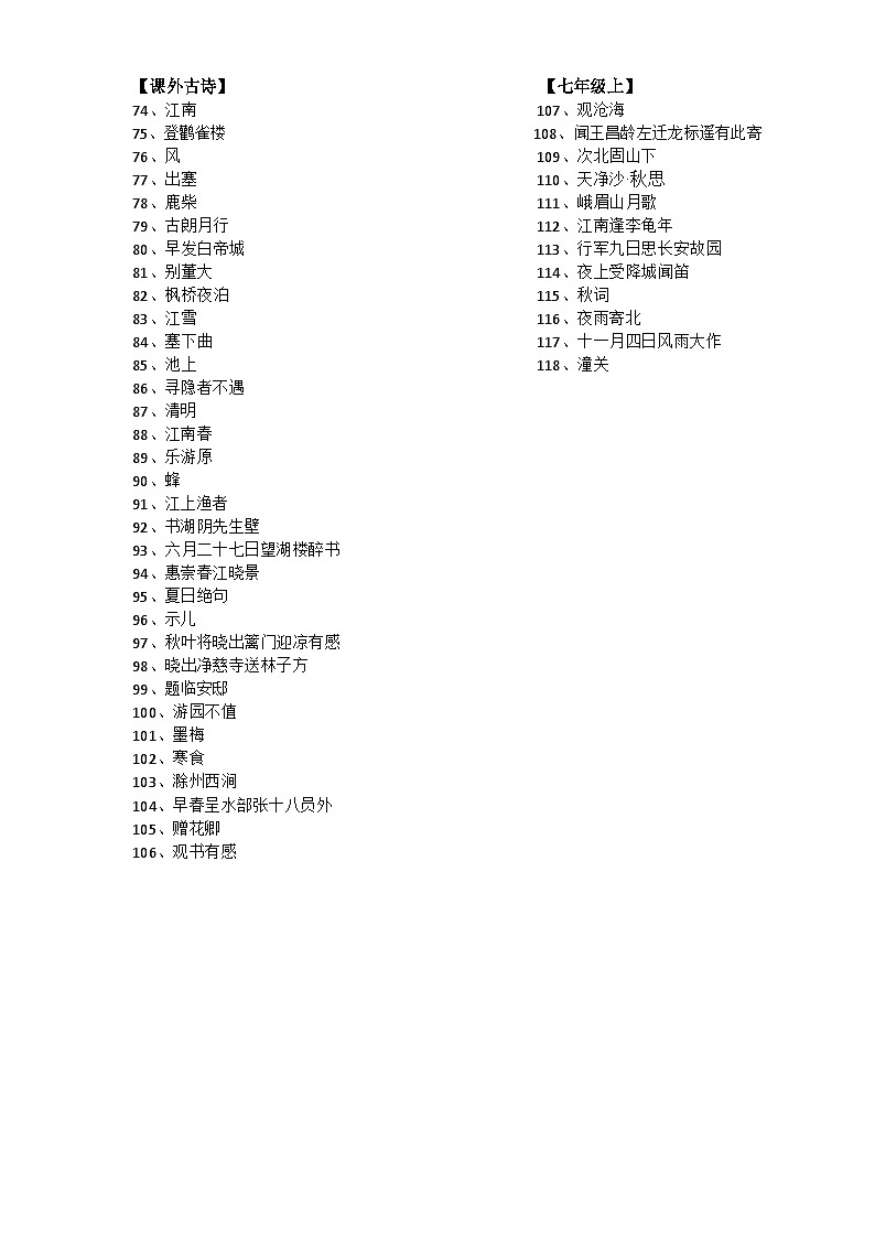 【专项练习】全套专题小升初1-7年级上下全册课内外诗词汇总(详细版)第2页