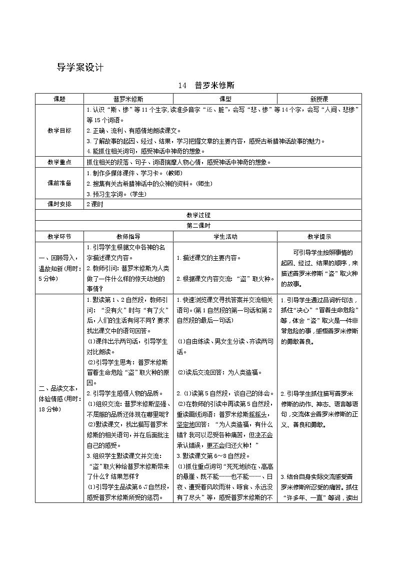 14《普罗米修斯》第2课时 课件+教案+课时测评+导学案设计01