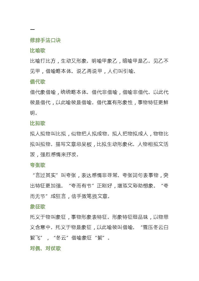 小学语文修辞手法口诀歌第1页