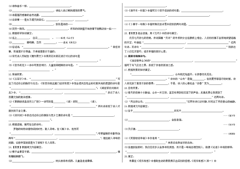 2023小升初专项练习《诗句默写》第2页