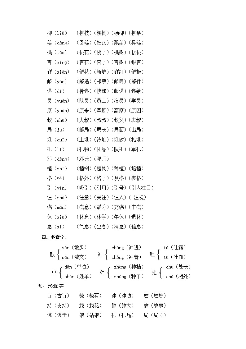 第一单元（知识清单+单元检测）——【期末复习】2022-2023学年二年级语文下册单元复习知识点梳理+练习讲义 （部编版）02