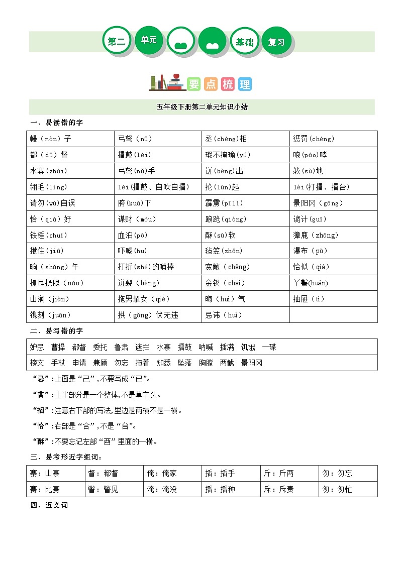 第二单元（讲义+检测）——【期末复习】2022-2023学年五年级语文下册单元复习知识点梳理+练习讲义 （部编版）.101