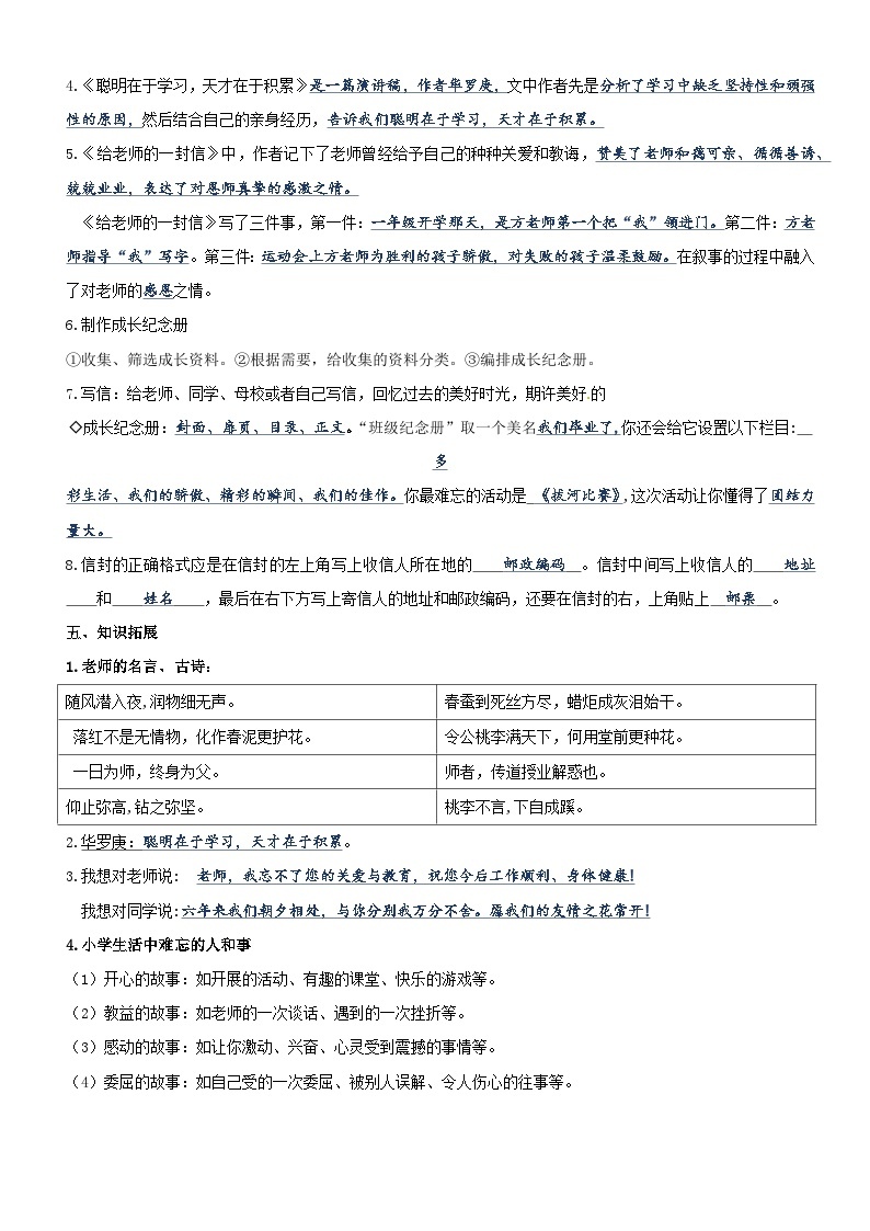 第六单元（讲义+检测）——【期末复习】2022-2023学年六年级语文下册单元复习知识点梳理+练习讲义 （部编版）02