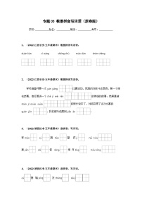 专题03 根据拼音写词语——2021+2022学年五年级语文下册期末真题汇编（全国版）