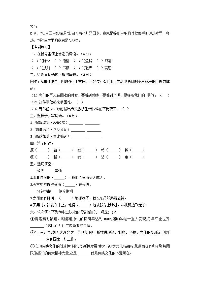 【期末专项复习】词语-2022-2023学年六年级语文下册（统编版）第2页