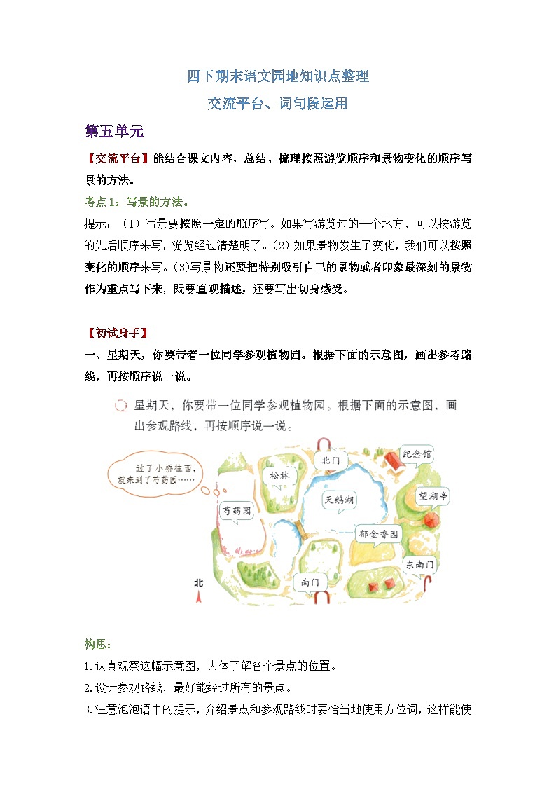 语文园地知识点（知识点）部编版语文四年级下册01