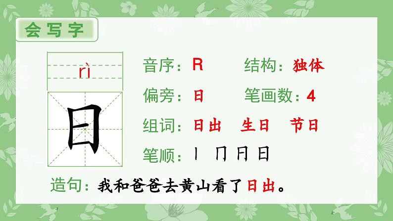 识字4  日月水火生字课件第2页