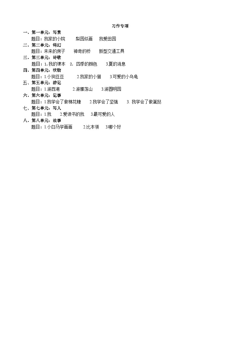 2023年部编版四年级语文下册专题8 习作专项复习题及答案第1页