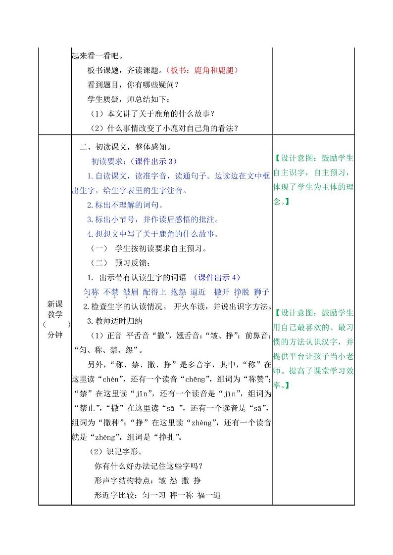 部编版三年级语文下册第7课《鹿角和鹿腿》教案02