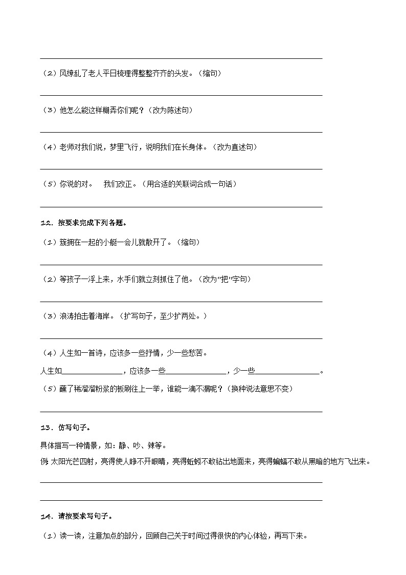 专题03 句子与语言表达（原卷+答案解释）五年级下册语文期末专题复习第3页