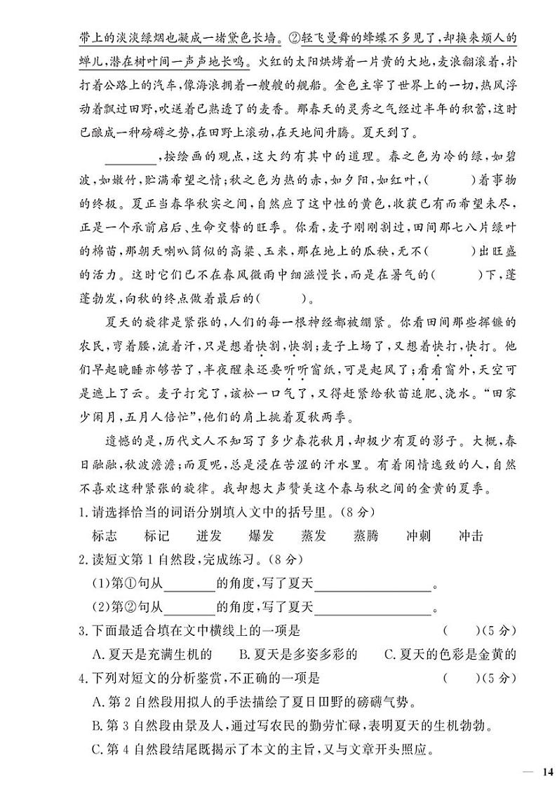 （2023秋）人教版（小学）语文（六上）-同步扩展阅读-第5-8单元阅读训练（共4套）03