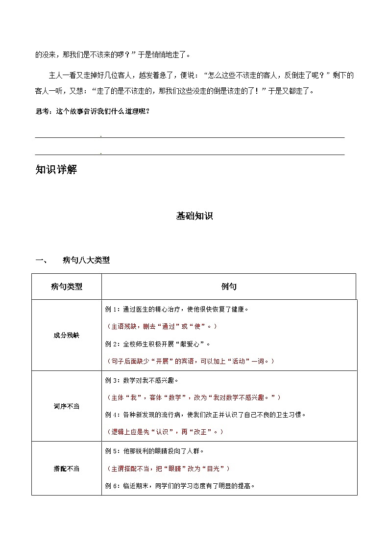 部编版语文六年级下册  病句的辨析与修改（无答案）第2页