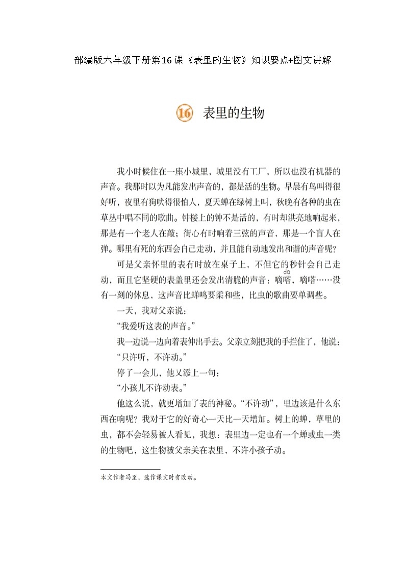 16《表里的生物》（教案）部编版语文六年级下册第1页