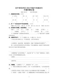 四川省巴中市巴州区2022-2023学年六年级下学期4月期中语文试题