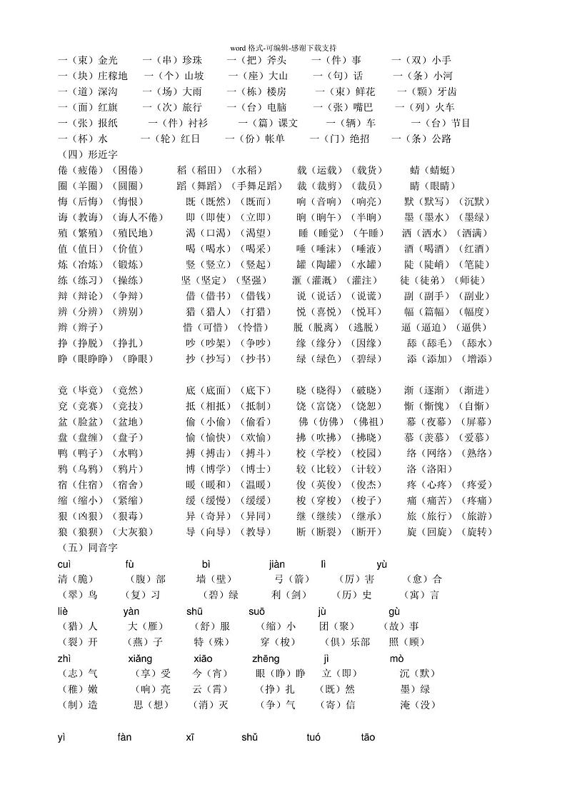 人教版小学三年级语文下册总复习知识点归纳第3页