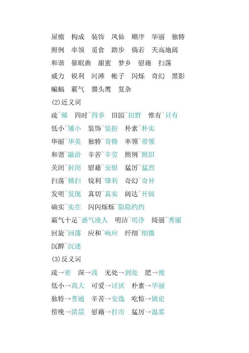 四年级下册语文部编版知识要点汇总02