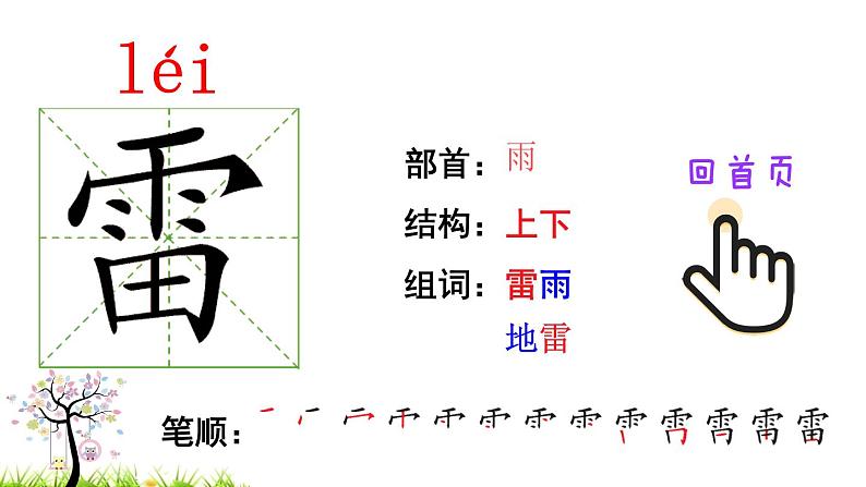 人教版二年级语文下册 16 雷雨（笔顺）课件PPT第2页