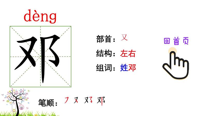 人教版二年级语文下册 4 邓小平爷爷植树（笔顺）课件PPT02