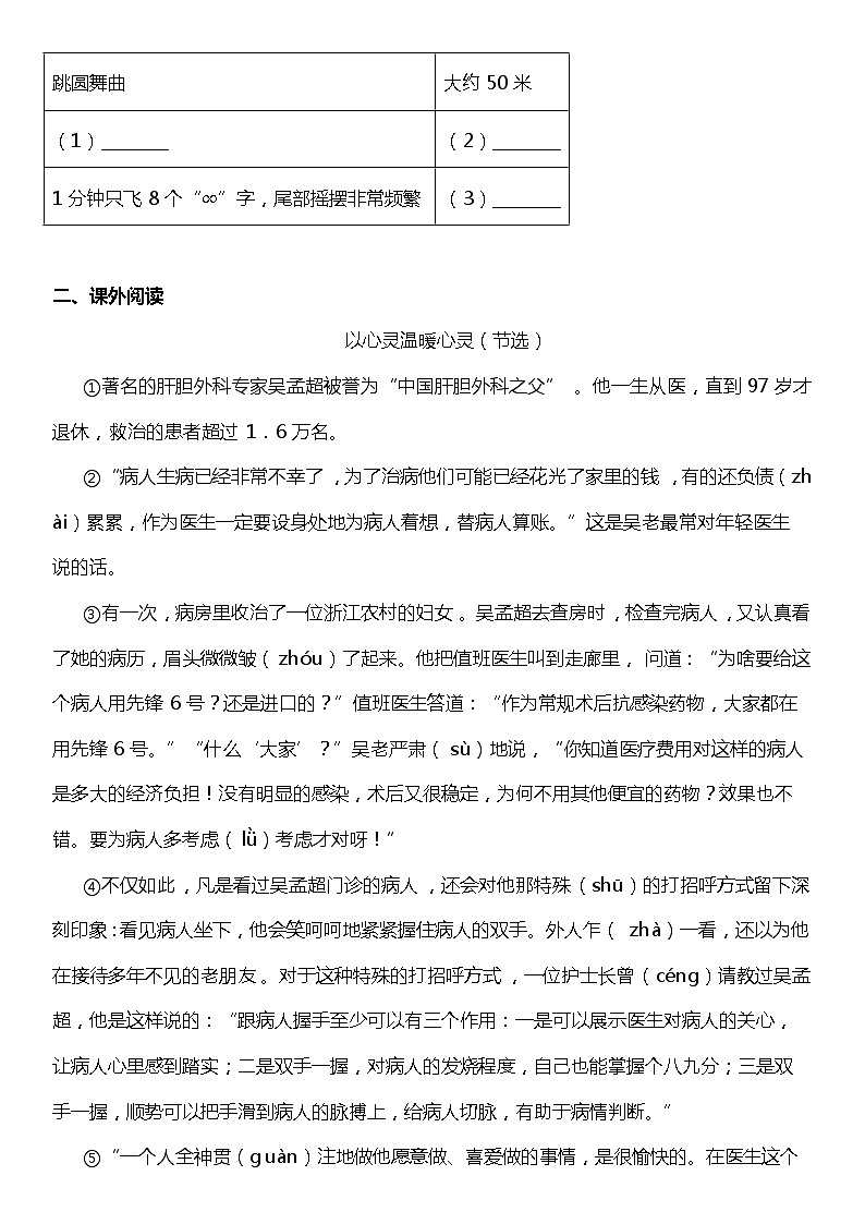 统编版小学语文四年级下册期末复习专项训练题03——课外阅读理解（二）03