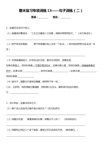 统编版小学语文五年级下册期末复习专项训练题13——句子训练（二）