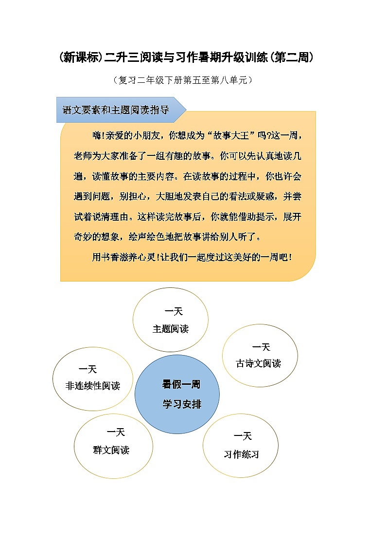 (新课标)二升三阅读与习作暑期升级训练(第二周)01