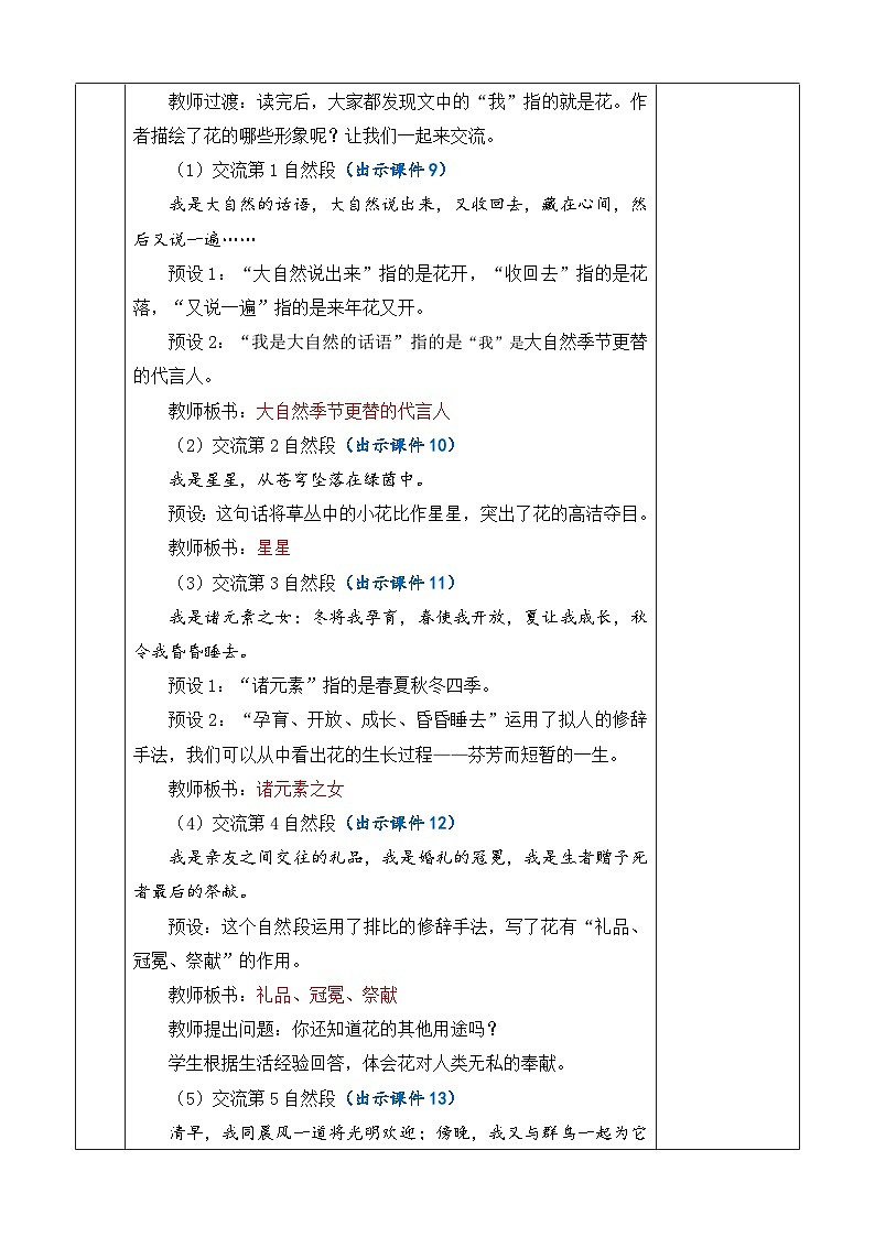 人教语文6年级上册 4 花之歌课件+教案 +习题03