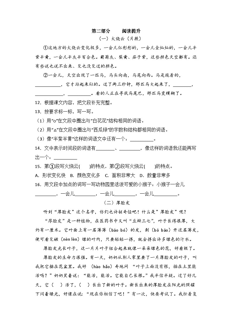 统编版2023年三年级语文下册期末综合复习题第3页