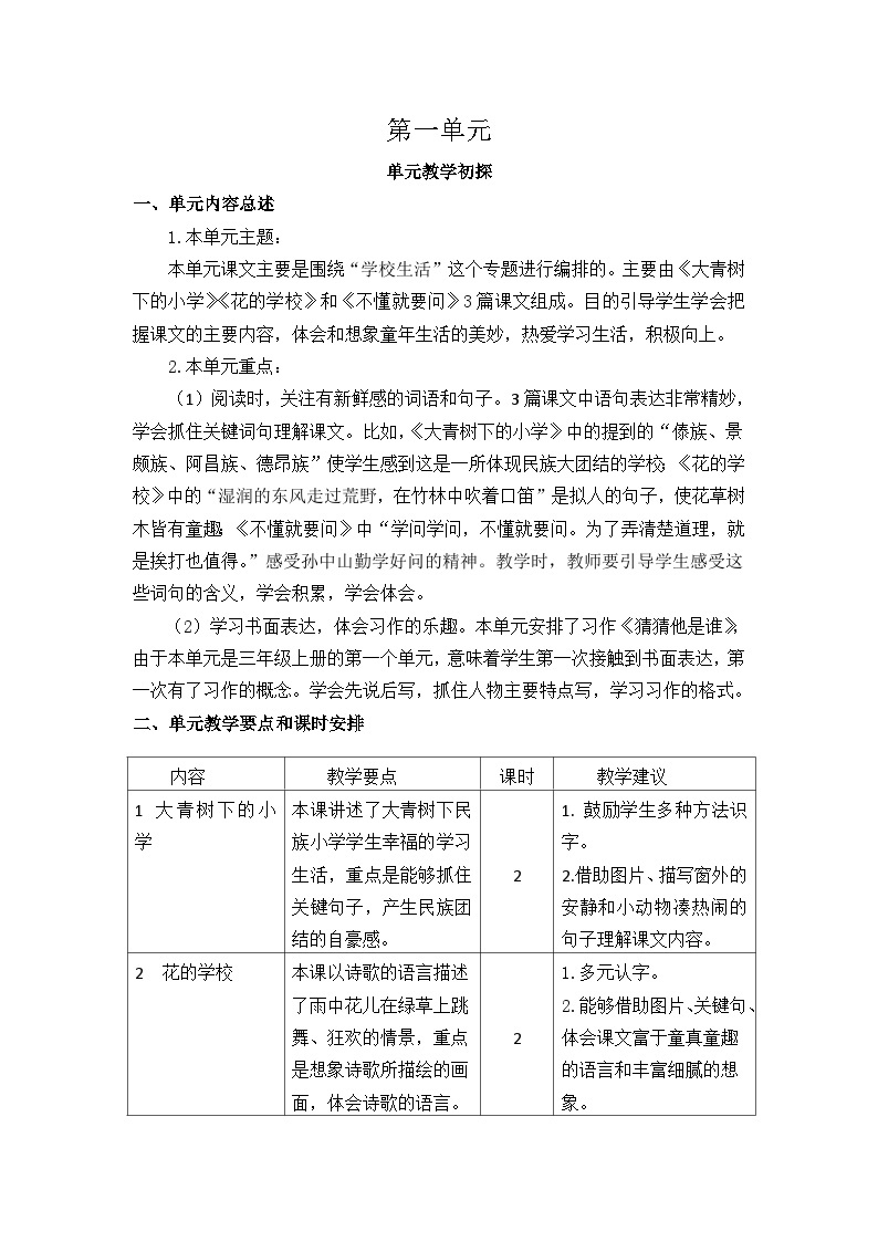 【新课标】部编版语文三上 第一单元（课件PPT+单元分析+教学初探)01