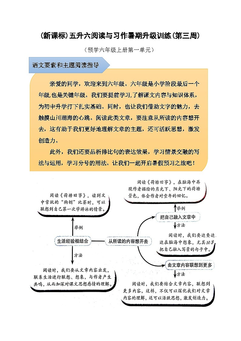 (新课标)五升六语文阅读与习作暑期升级训练(第三周)01