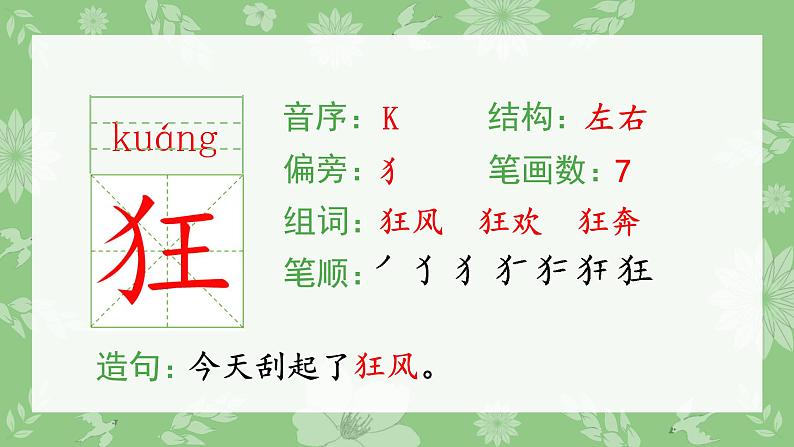 部编版三年级语文上册（生字课件）2.花的学校06