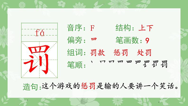 部编版三年级语文上册（生字课件）2.花的学校07