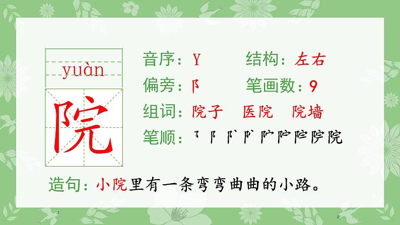 部编版三年级语文上册（生字课件）5.铺满金色巴掌的水泥道05