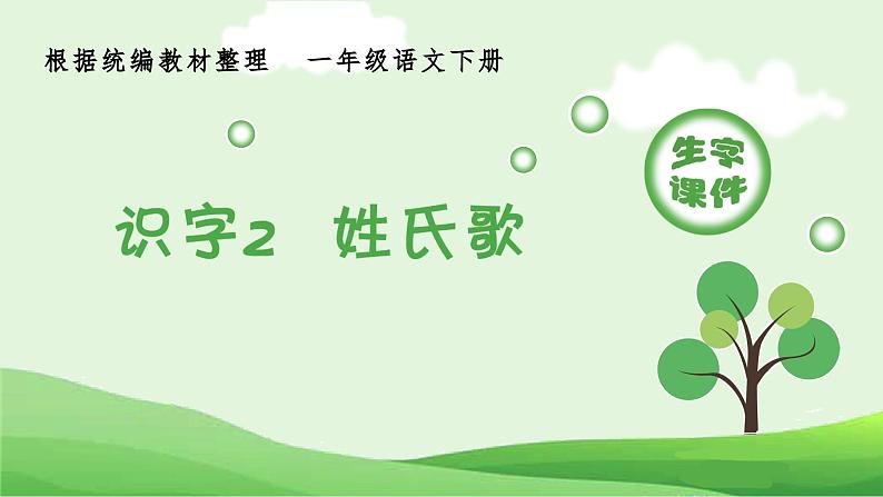 部编版一年级语文下册（生字课件）识字2 姓氏歌第1页