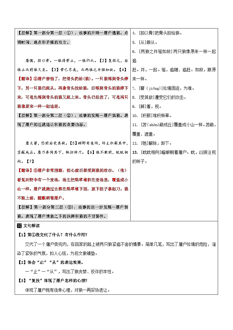 统编版语文小升初暑期提升讲练 专题06  同步讲义：《狼》新课预习（原卷版+解析版）03