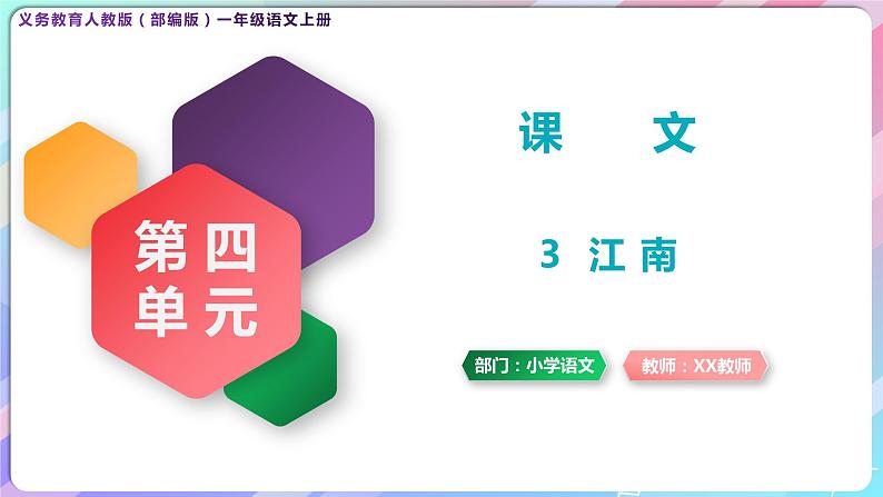 一年级语文上册第四单元课文3《江南》精品同步PPT课件+教案+说课稿+课文朗读+图片素材01