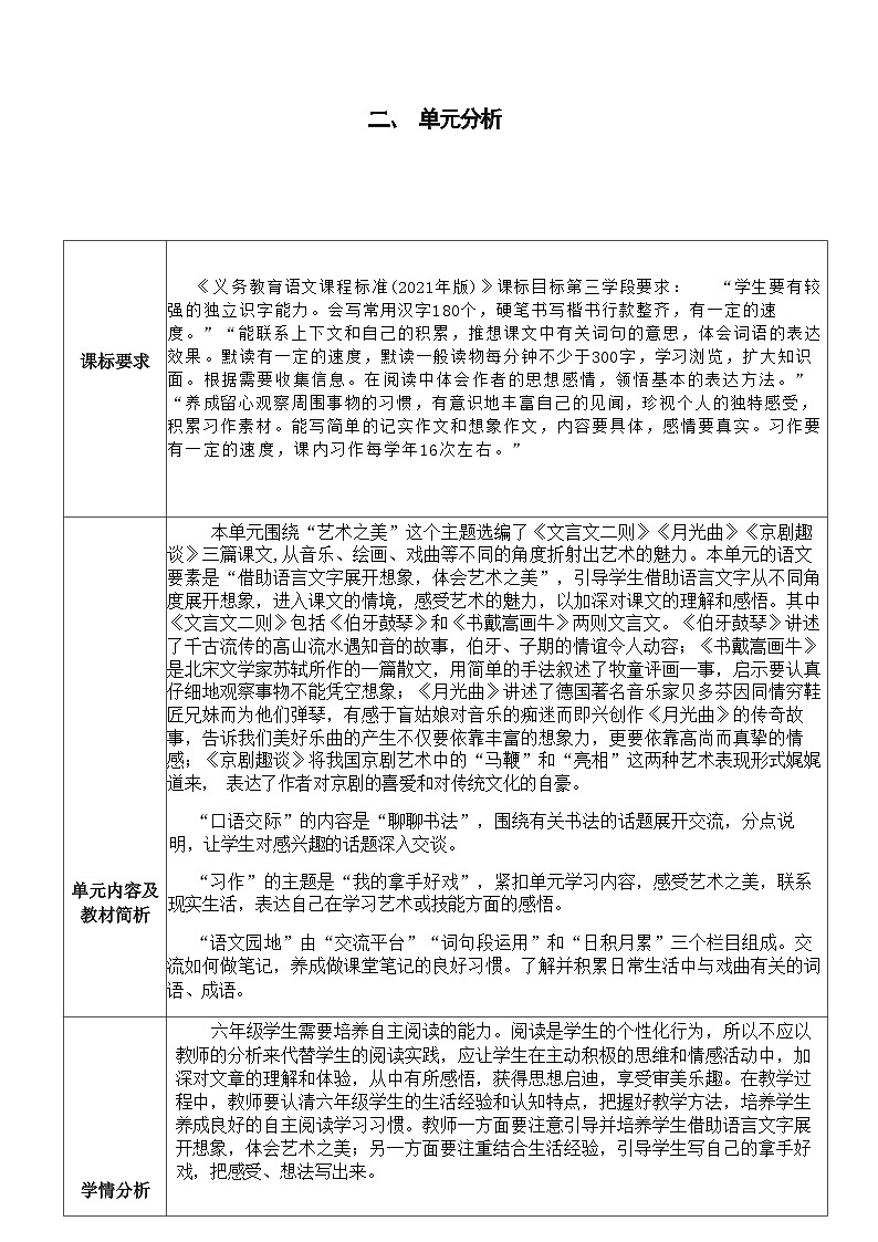 部编版语文六上第7单元（大单元作业设计4）第2页