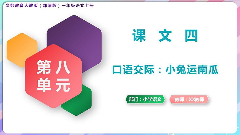 一年级语文上册第八单元课文四《口语交际，小兔运南瓜》精品同步PPT课件+教案01