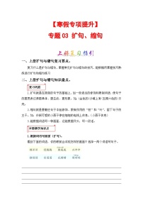 专题03 扩句、缩句-2023-2024学年三年级语文上册寒假专项提升（部编版）