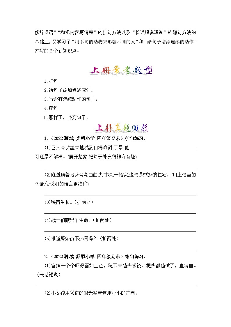 专题03 扩句、缩句-2023-2024学年四年级语文上册寒假专项提升（部编版）03