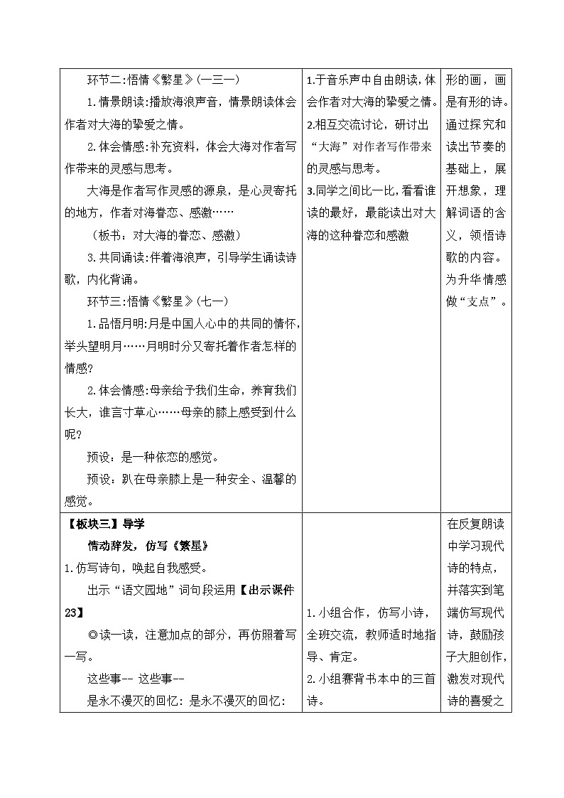 部编版四年级语文下册第三单元第9课《短诗三首：繁星》第三课时教案02