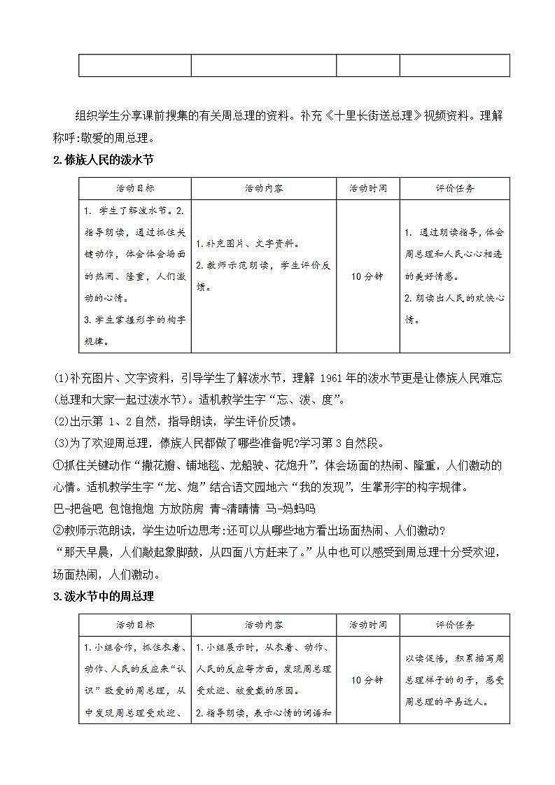 部编版语文二上第六单元 任务一 活动三：说说和周总理一起过的“难忘”的泼水节（课件PPT+教案+导读单）02
